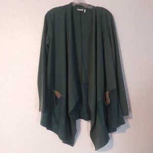 Logo Lounge women's size S green open cardigan sweater